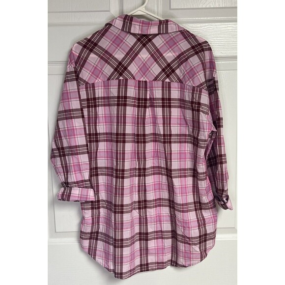 NWT BP Oversized Pink Plaid Button Down Shirt Size Small Buttons - Picture 2 of 8